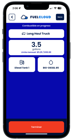 App Instrucciones en Español, Ponga los galones predeterminados o seleccione Activar La Bomba